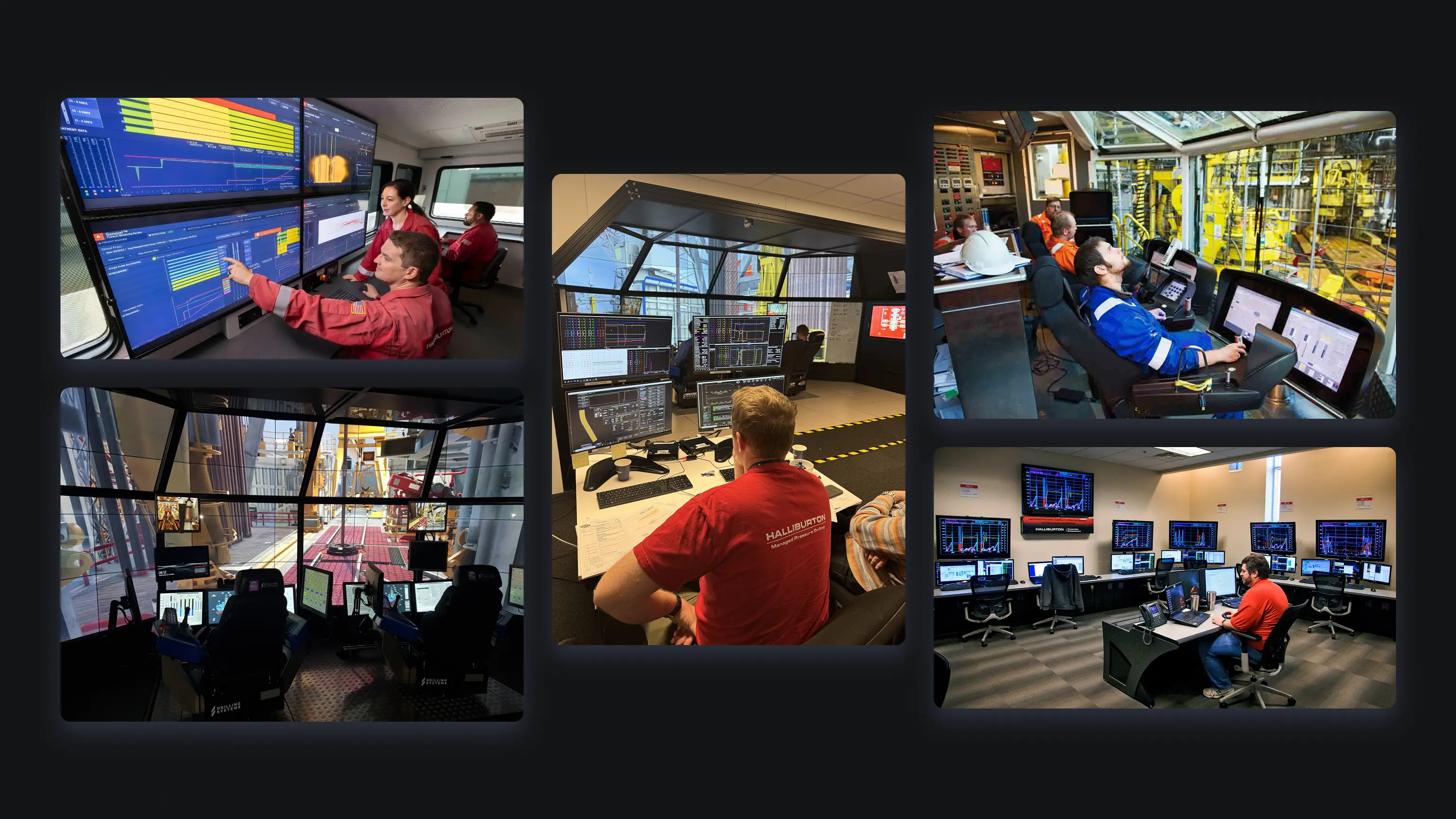 Pictures of drillers and drilling rooms of oil rig