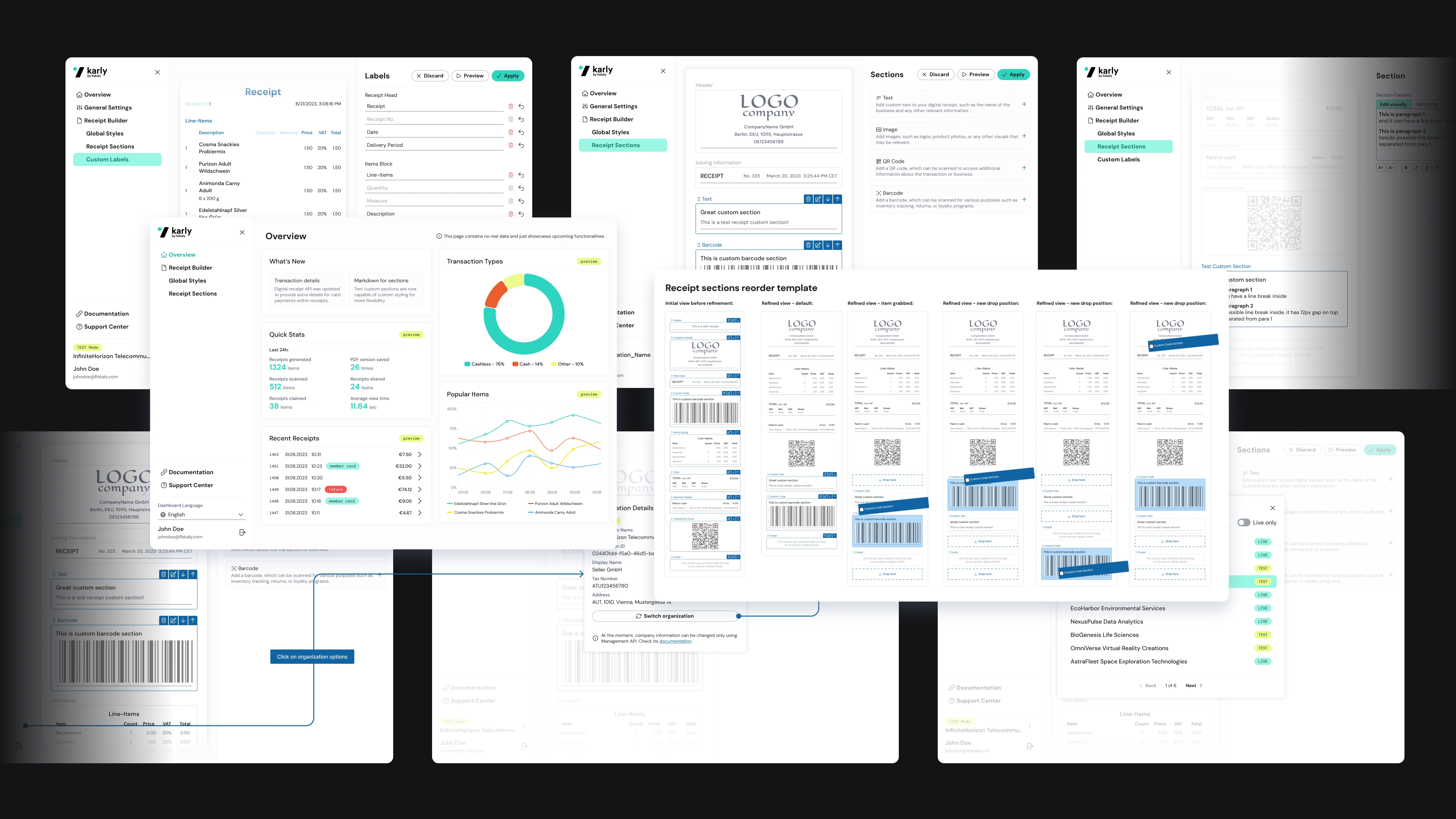 Merchant dashboard showcase
